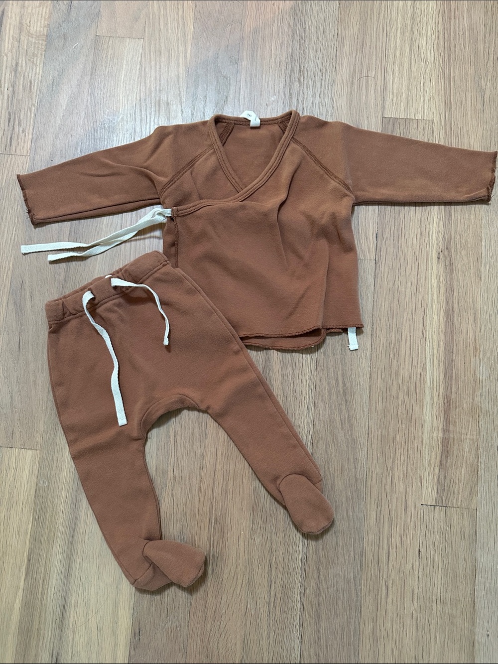 Quincy Mae Wrap Top + Footed Pant Set ORGANIC COTTON